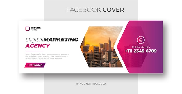 Plantilla de portada de facebook y redes sociales de la línea de tiempo de promoción de marketing de negocios digitales