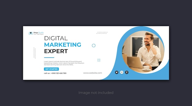 Plantilla de portada de facebook de redes sociales de negocios corporativos de marketing digital