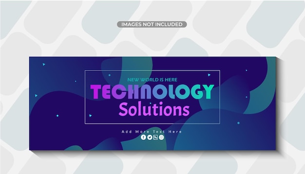 Plantilla de portada de facebook de tecnología de diseño plano