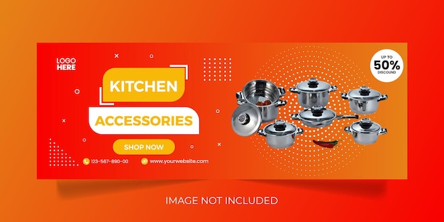 Plantilla de portada de facebook de venta de accesorios de cocina