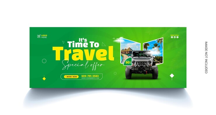 Plantilla de portada de facebook de viajes y turismo