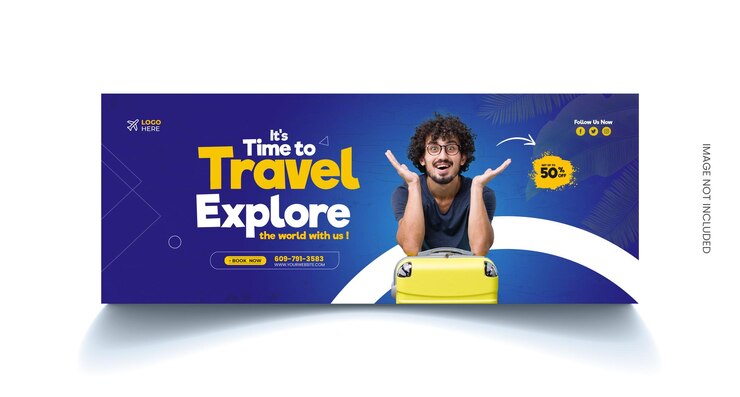 Plantilla de portada de facebook de viajes y turismo