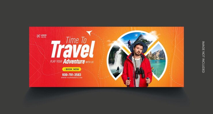 Plantilla de portada de facebook de viajes y turismo