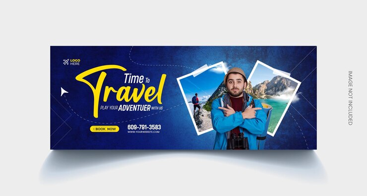 Plantilla de portada de facebook de viajes y turismo