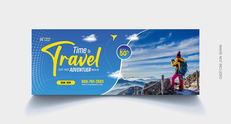 Plantilla de portada de facebook de viajes y turismo