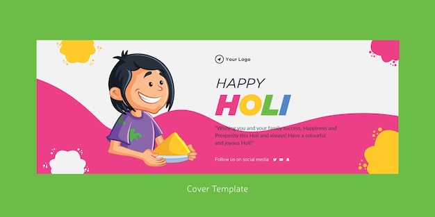 Plantilla de portada del festival de colores happy holi