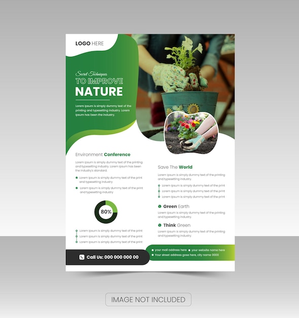 Plantilla de portada de folleto y diseño de volante natural creativo