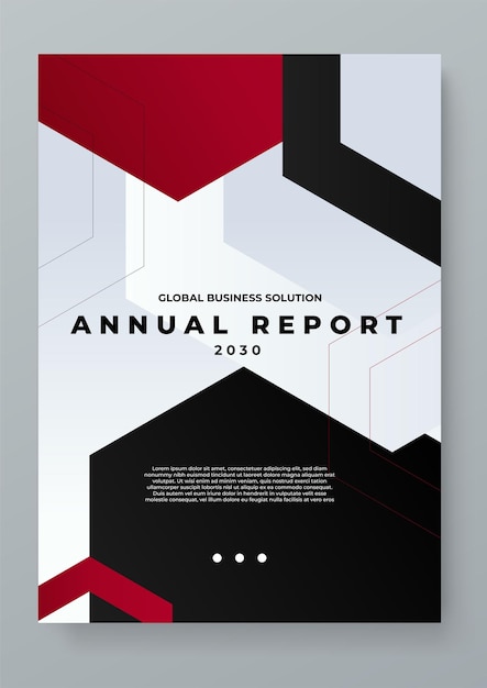 plantilla de portada de informe anual corporativo vectorial roja y negra con formas geométricas para informe anual y catálogo de negocios folleto o folleto de revista diseño de plantilla de folleto