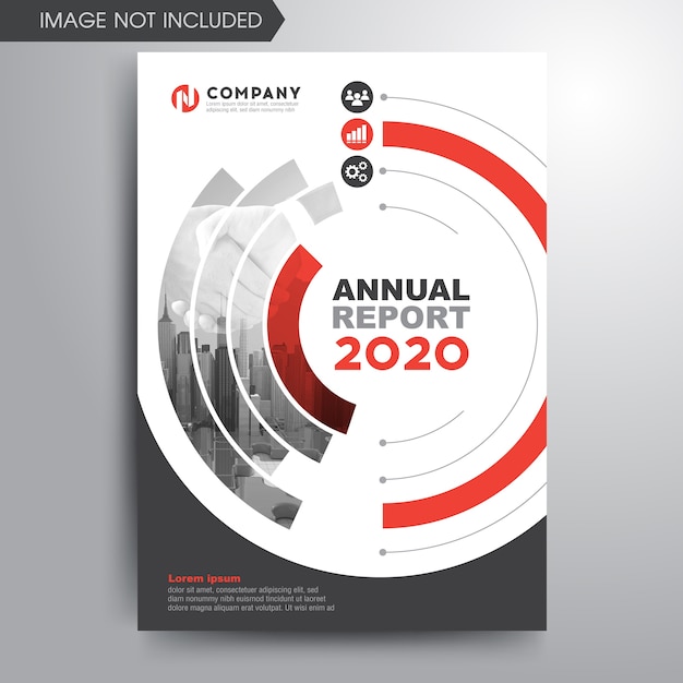 Plantilla de portada de informe anual formas de círculo gris rojo