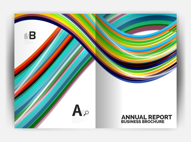 Plantilla de portada de informe empresarial onda línea curva resumen de antecedentes con copyspace