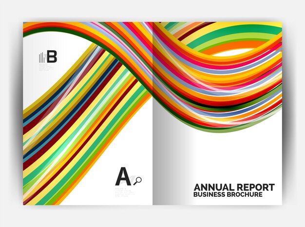 Plantilla de portada de informe empresarial onda línea curva resumen de antecedentes con copyspace