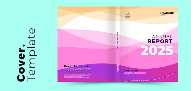 Plantilla de portada de libro de informe anual con fondo abstracto