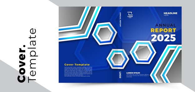 Plantilla de portada de libro de informe anual con fondo geométrico