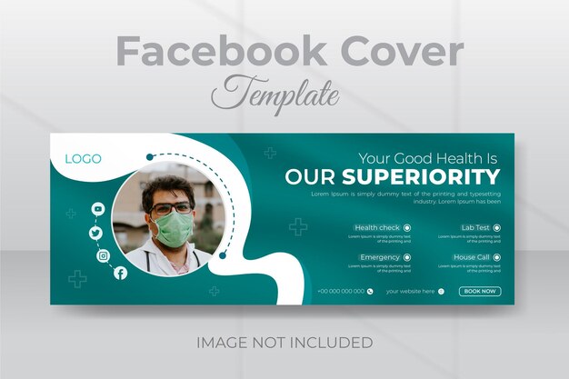 Plantilla de portada de la línea de tiempo de facebook del centro médico o diseño de banner promocional de redes sociales