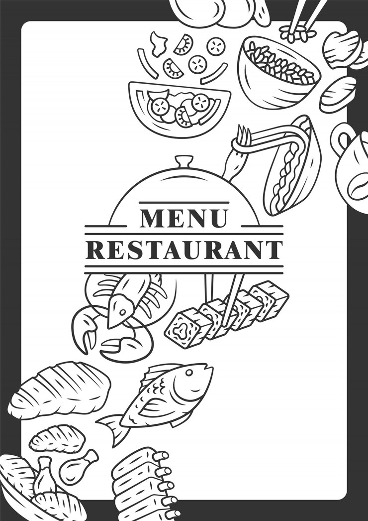 Vector plantilla de portada de menú de restaurante.