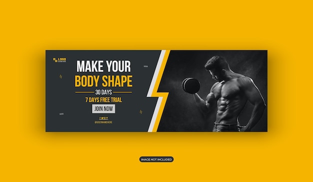 Plantilla de portada o banner de redes sociales de gimnasio y fitness