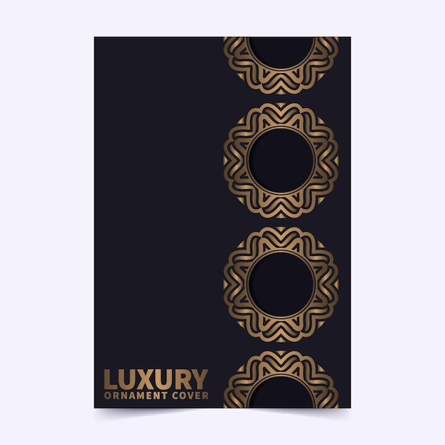 Plantilla de portada de patrón de borde dorado de lujo