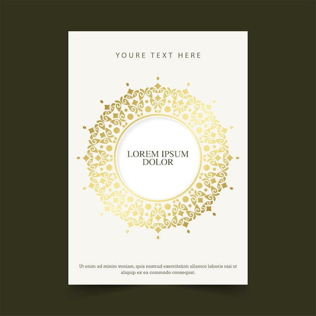 Plantilla de portada de patrón de borde dorado de lujo