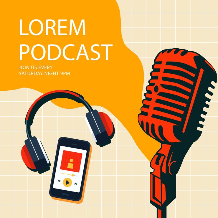 Vector plantilla de portada de podcast de diseño plano de vector libre