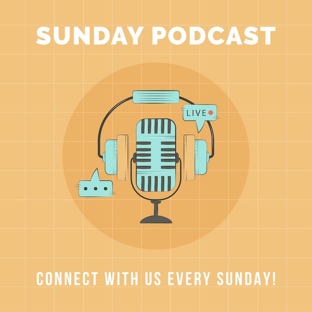 Plantilla de portada de podcast de diseño plano de vector libre