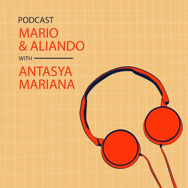 Plantilla de portada de podcast de diseño plano de vector libre