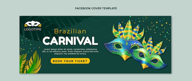 Vector plantilla de portada de redes sociales de carnaval realista
