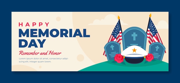 Vector plantilla de portada de redes sociales para la celebración del día conmemorativo de estados unidos