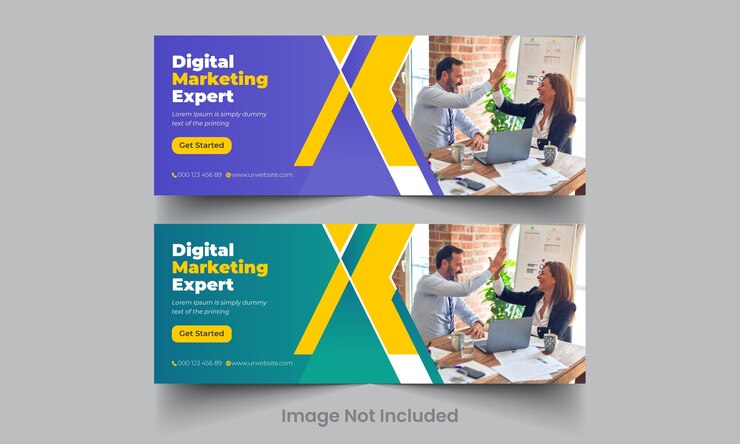 Vector plantilla de portada de redes sociales de marketing digital para promoción empresarial