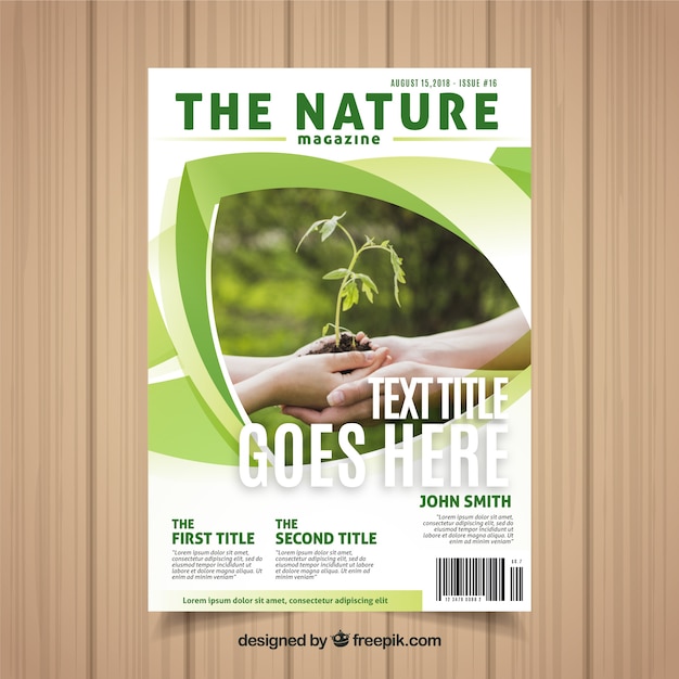 Plantilla de portada de revista de naturaleza con foto