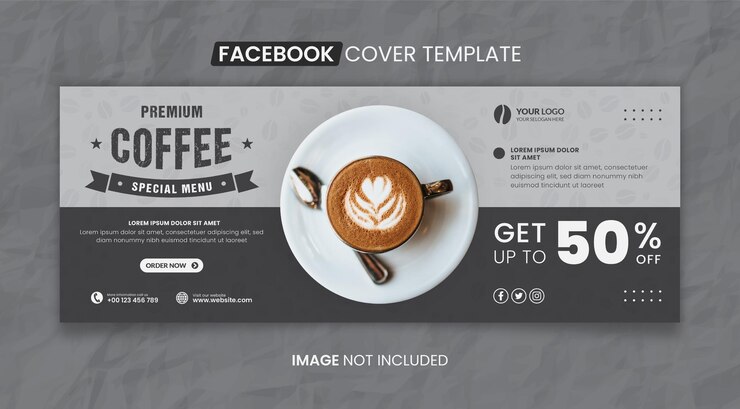 Vector plantilla de portada social de medios de comunicación de restaurante de comida y bebida de café