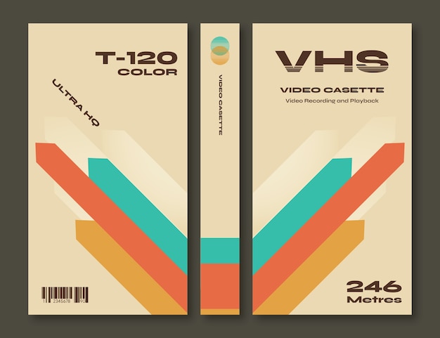 Plantilla de portada vhs de diseño plano