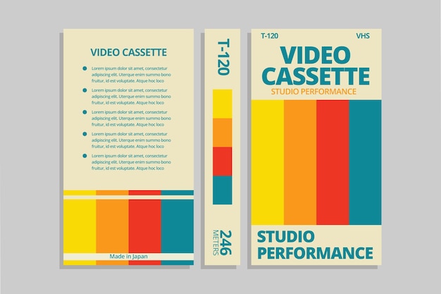 Plantilla de portada vhs de diseño plano