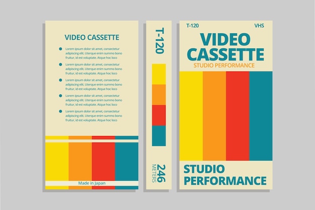 Vector plantilla de portada vhs de diseño plano