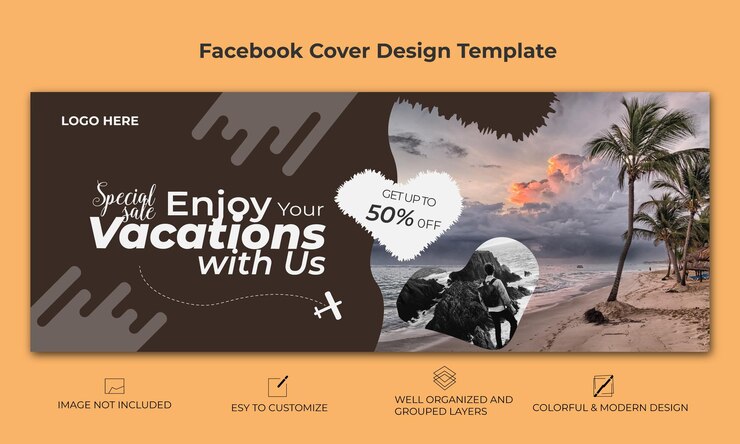 plantilla de portada de viaje de Facebook con diseño de amor