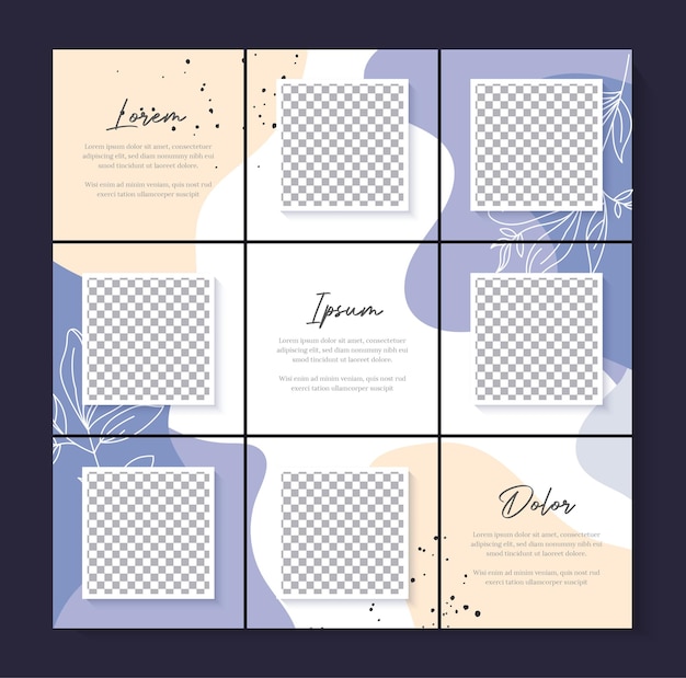 plantilla de post de rompecabezas de redes sociales diseño de elementos abstractos fondo pastel puzzle feed pack temp