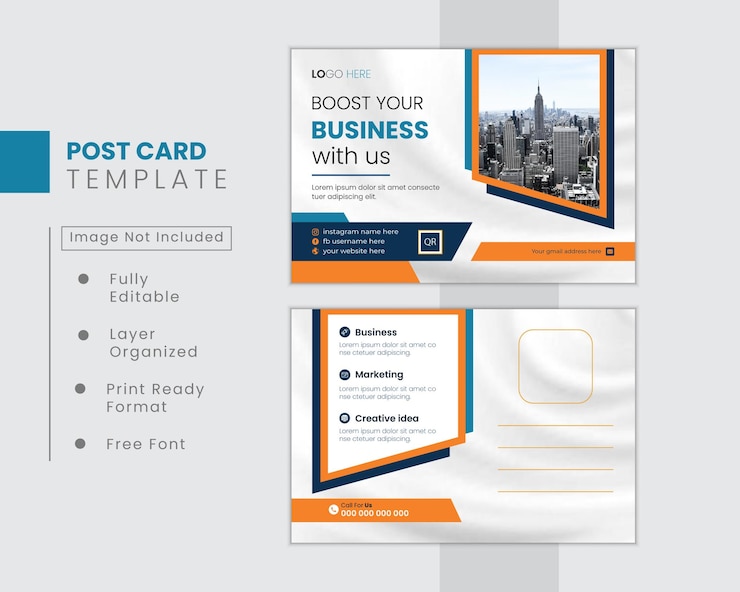 Plantilla de postal de agencia de negocios corporativos o de marketing de vector