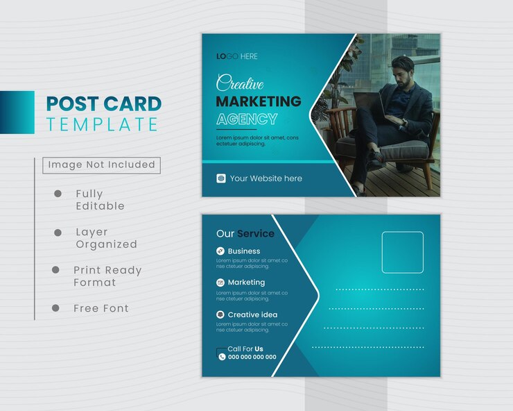 Plantilla de postal de agencia de negocios corporativos o de marketing de vector