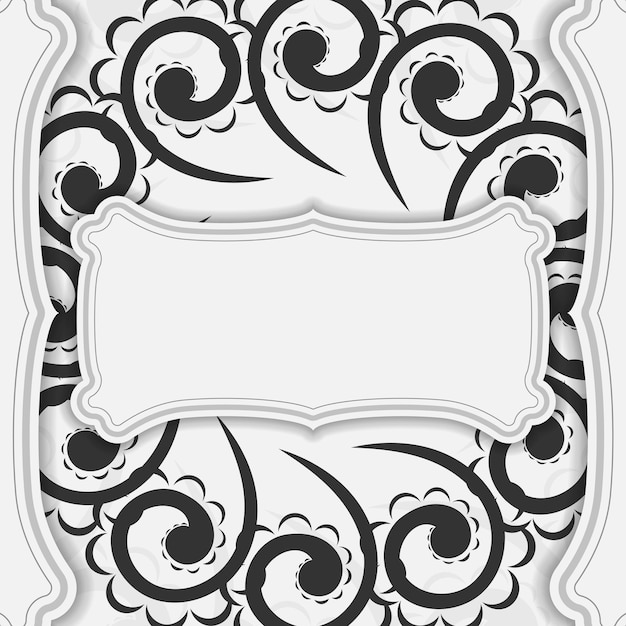 Vector plantilla de postal en color blanco con estampado de lujo negro