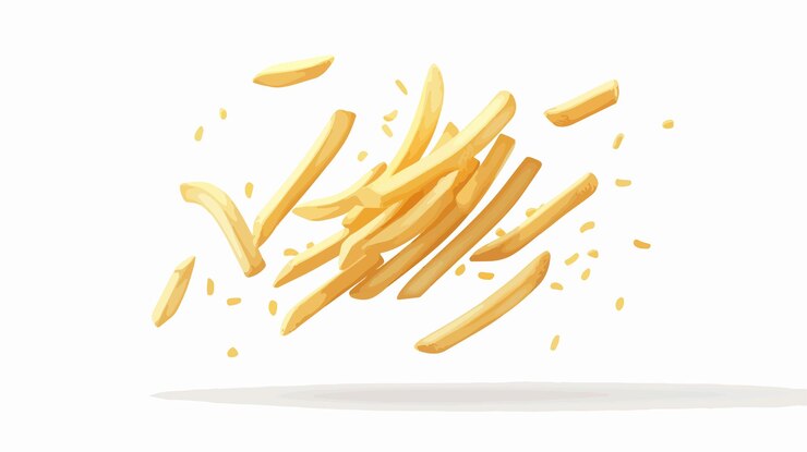 Vector plantilla de póster 3d de patatas fritas que caen