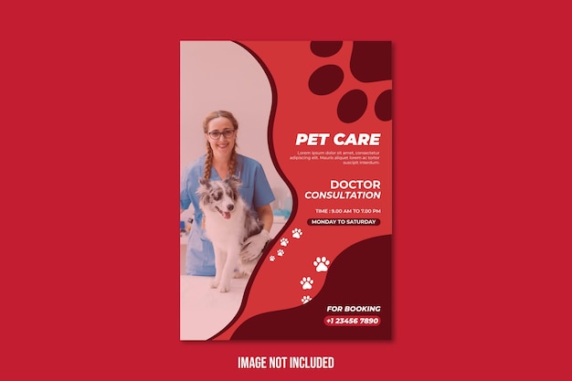Vector plantilla de póster a4 para el cuidado de mascotas