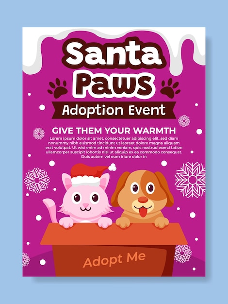 Plantilla de póster de adopción de santa paws