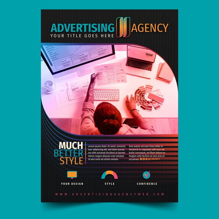 Vector plantilla de póster de agencia de publicidad