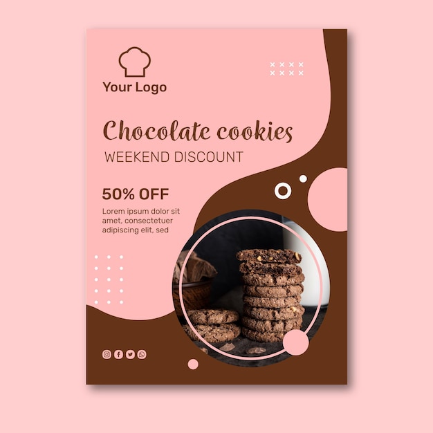 Plantilla de póster de anuncios de cookies