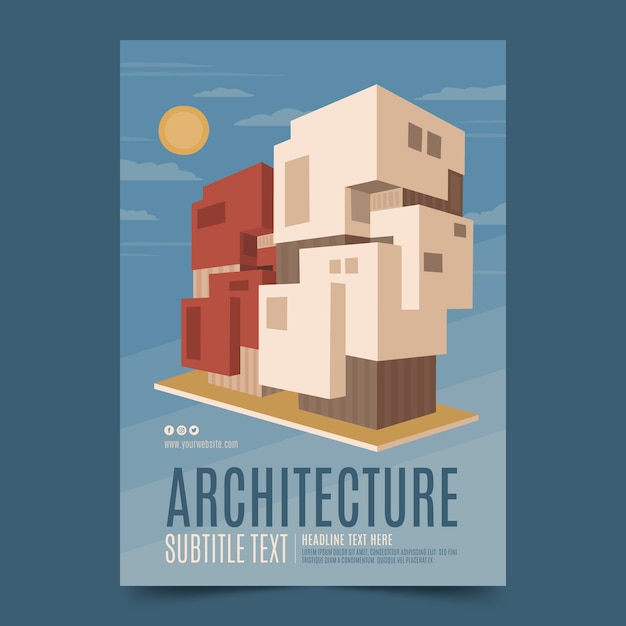 Vector plantilla de póster de arquitectura de diseño plano