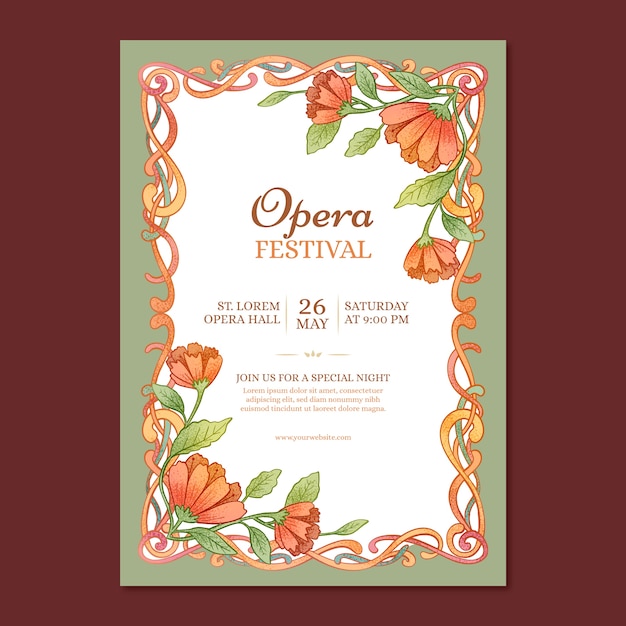 plantilla de póster art nouveau dibujada a mano
