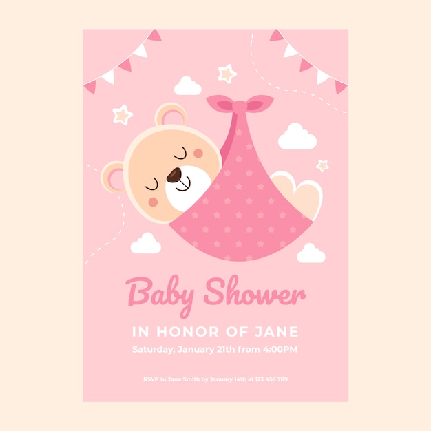 Plantilla de póster de baby shower dibujado a mano