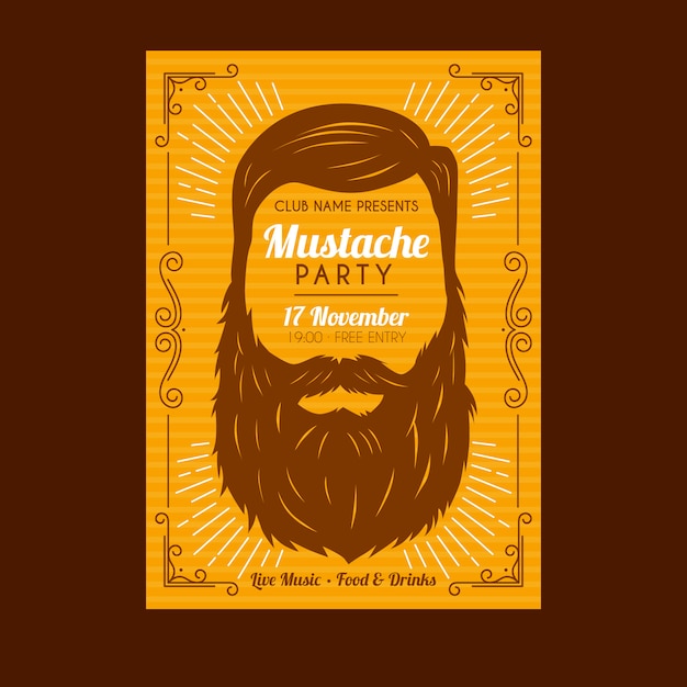 Vector plantilla de póster de bigote de movember