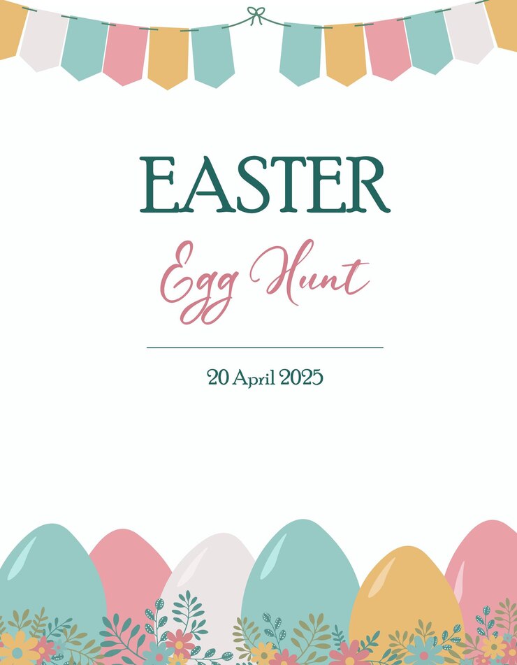 Vector plantilla de póster de búsqueda de huevos de pascua