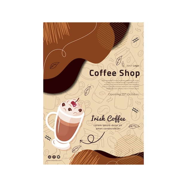 Plantilla de póster de cafetería