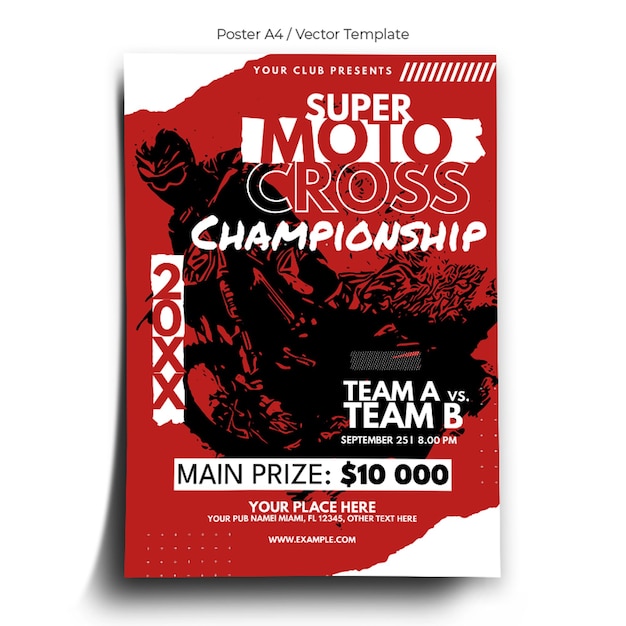 Vector plantilla de póster del campeonato de motocross